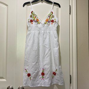 White Floral Cotton Summer Dress
